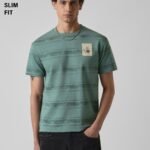 Green Horizontal Stripe Slim Fit Printed T Shirt