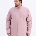 Plus Size Men Regular Fit Dusty Pink Solid Formal Full Sleeve Shirt
