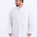 Plus Size Men Regular Fit White Solid Cotton Formal Shirt