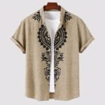 Brown Mandala Men’s Half Sleeve Casual Printed Shirt