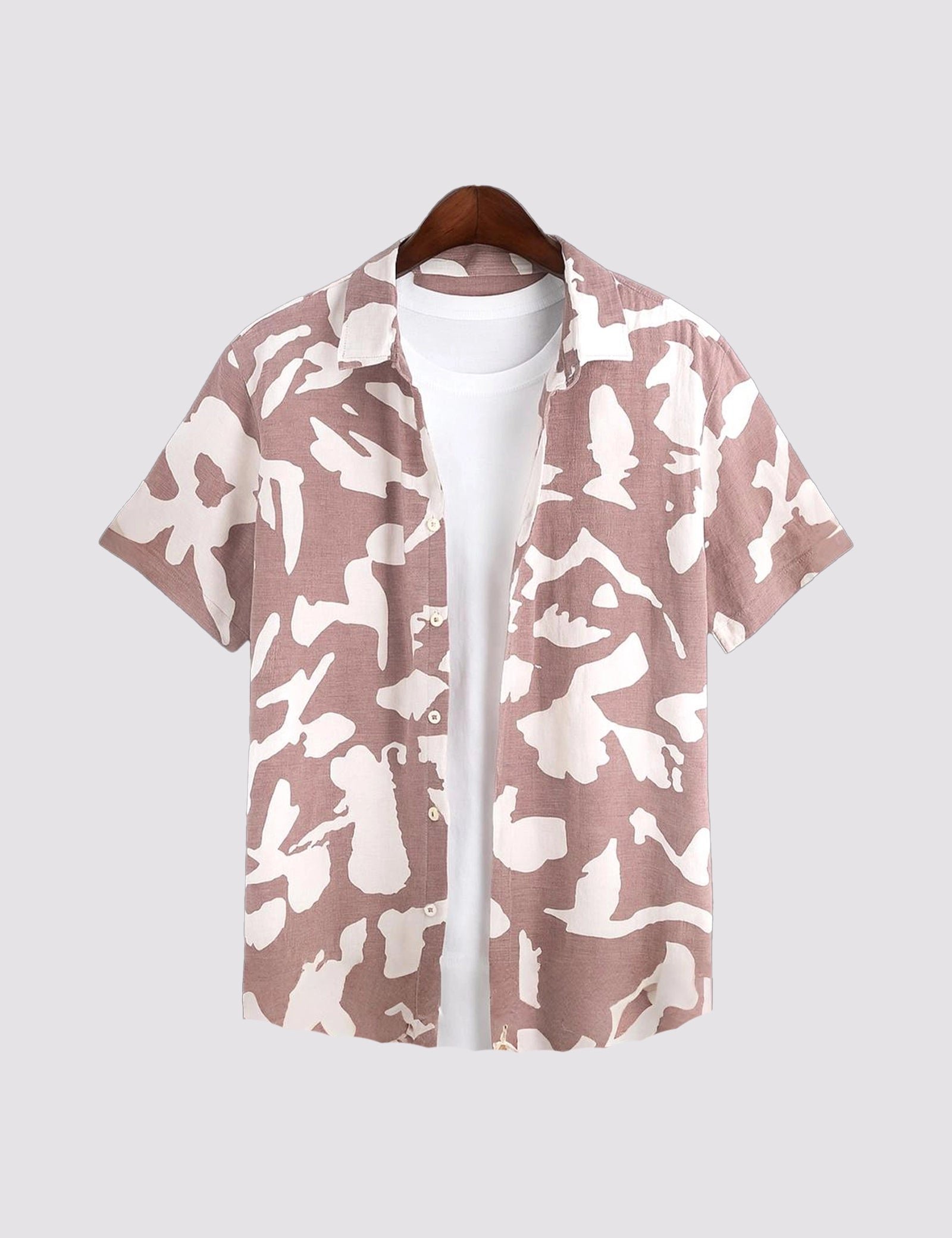 ST_PEACH_SCRATCH_1.jpg Peach Scratch Men’s Half Sleeve Casual Printed Shirt - Image 1