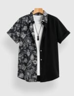 Black Illusion Designer Men’s Half Sleeves Printed Shirt Exclusive