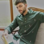 Green Golf Player Motif Embroidered Shirt