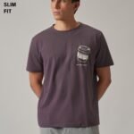 Violet Printed Slim Fit Cotton T Shirt