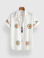White Sunflower Men’s Half Sleeves Printed Shirt Exclusive