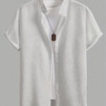Men’s Textured Half Sleeve White Shirt