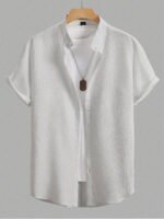 Men’s Textured Half Sleeve White Shirt