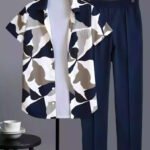 Classy Geometric Mens Full Set Trouser And Shirt Half Sleeves