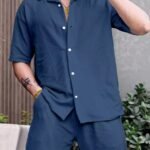 Blue Color Mens Full Set Trouser And Shirt Half Sleeves