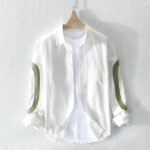 white cut-pest long sleeve mens shirt