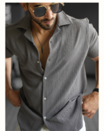 Men’s Textured Half Sleeve Gray Shirt