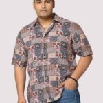 Harmony Abstract Digital Print Men Plus Size Half Sleeve Shirt
