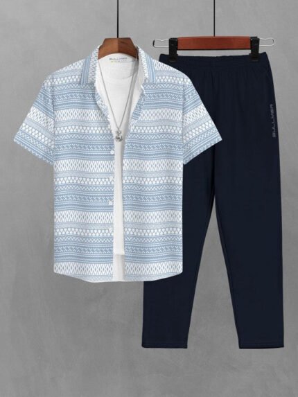 Printed Short Sleeves Shirt With Trousers Co-Ords