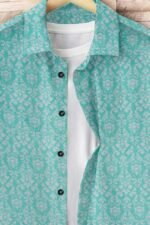 Casual Mint Blue Printed Shirt - Image 2