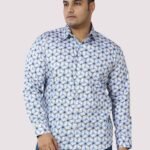 Twisted Flower Cotton Print Men Plus Size Full Sleeve Shirt
