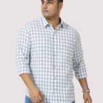 White on Black Contrast Checks Men Plus Size Cotton Shirt