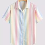 Straight Lining Printed Men’s Half Sleeves Poly Cotton Casual Wear Shirts